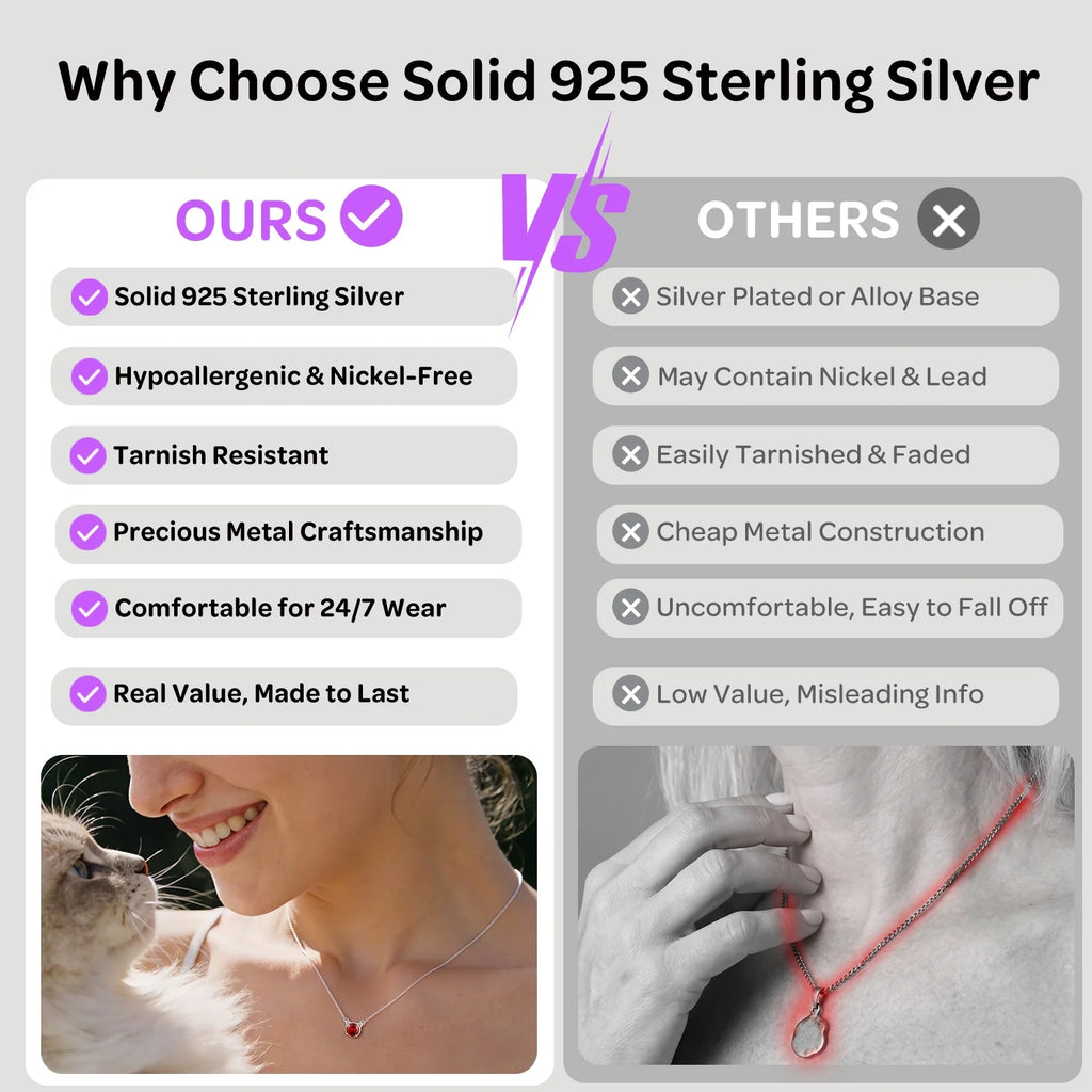 925 Sterling Silver Cute Cat Necklace with Birthstone Pendnat Hypoallergenic Jewelry Gifts for Women Cats Lovers Best Friend Sister Mom Wife Valentines Mothers Day Christmas Birthday