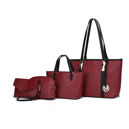 Alexy Women'S Tote Bag, Small Tote Bag, Pouch Purse & Wristlet Wallet Bag 4 Pcs Handbag Set by Mia K - Red